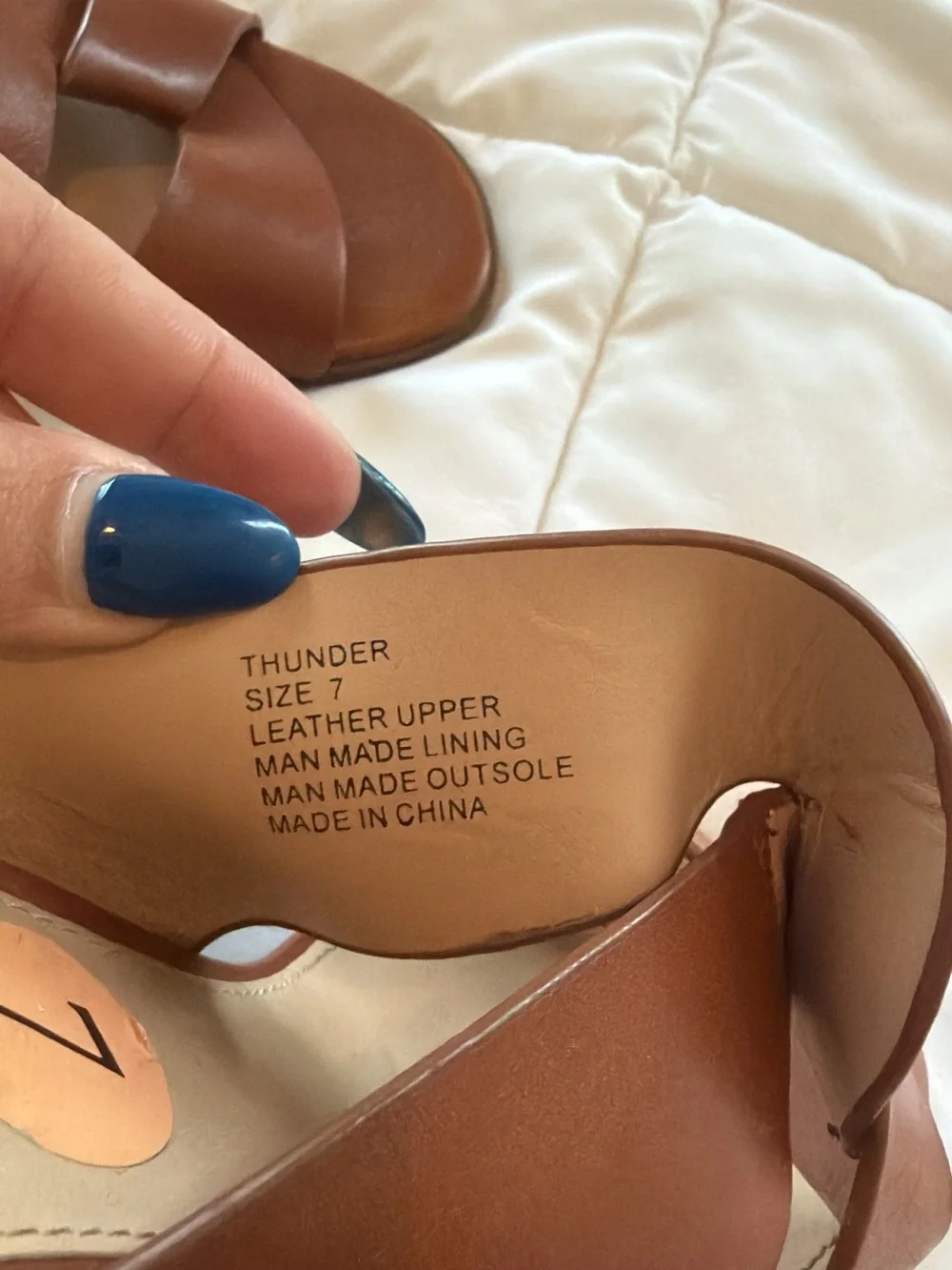 Women's Brown Leather Slide Sandals